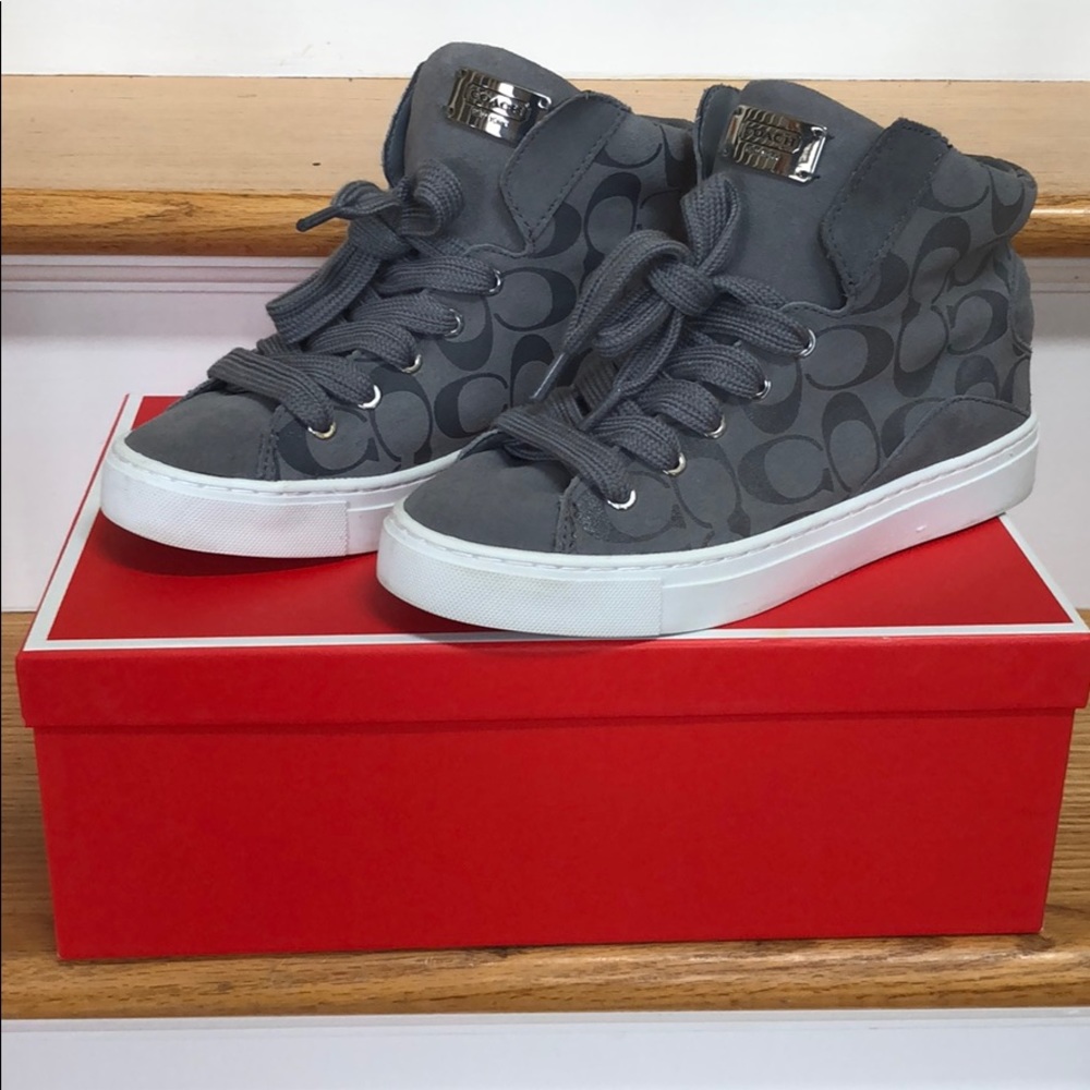 Coach Women's Gray Signature High-Top Sneakers